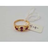 ANTIQUE EDWARDIAN 18CT HALLMARKED 6/S RUBY AND DIAMOND SET HALF HOOP RING SIZE M