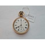 A gents rolled gold pocket watch by Waltham with seconds dial W/O