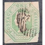 GB 1847 1/- pale green used SG 54. Cat £1000 , 1 clear margin