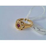 A antique nine stone ruby and diamond ring 18ct gold 1904 size M1/2 - 3.2 gms