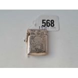 A vesta case engraved with scroll work - Birmingham 1907 by WHS