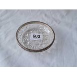 A silver mounted cut glass - 3.75" diameter - Birmingham 1887 by HT