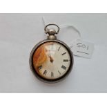 A antique metal pair cased pocket watch (rusted case and glass)