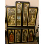 A good large decorative triptych with 19 panels in gilt and ebonised frame - 46" high and 60" wide