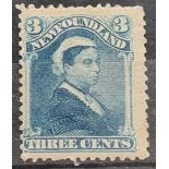 Newfoundland SG47 (1880). 3c value mint. Reasonable copy 2 small thins. Cat £150