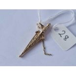 A 14ct gold dagger charm 4cm long 3.3g