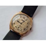 A gents Roma sportsman wrist watch with seconds dial 9ct W/O