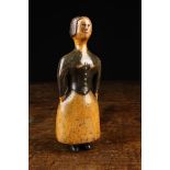 A Rare Early 19th Century Folk Art Treen Snuff Box naively carved in the form of a lady with