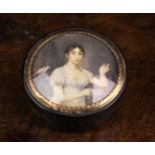 A Fine Late 18th/Early 19th Century Tortoiseshell Box inset with a miniature portrait to the lid