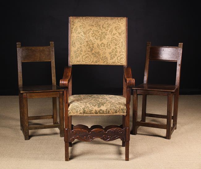 A Continental Armchair & A Pair of Continental Side Chairs of pegged construction.