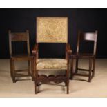 A Continental Armchair & A Pair of Continental Side Chairs of pegged construction.