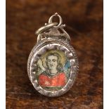 A Small 17th Century Spanish Silver Metal Reliquary Pendant.