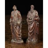 Two Small Wood Carvings, Circa 1800, depicting bearded Scholars in draped robes,