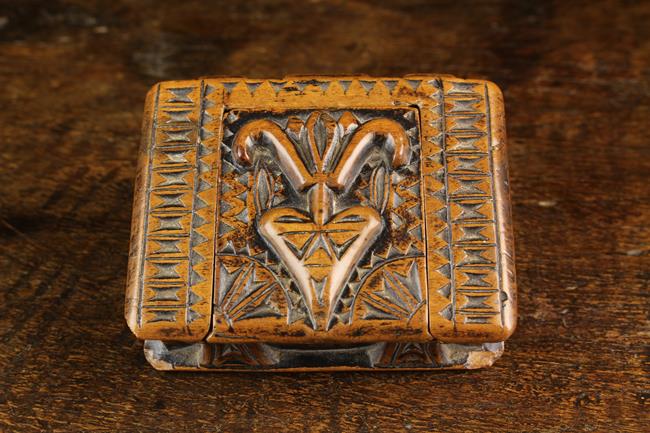 A Charming 18th Century Carved Fruit or Boxwood Snuff Box in the form of a book.