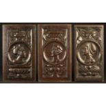 Three Fine Quality 16th Century Romayne Portrait Panels of young men and a lady,
