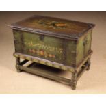 A 19th Century Scandinavian Painted Pine Folk Art Box on Stand.