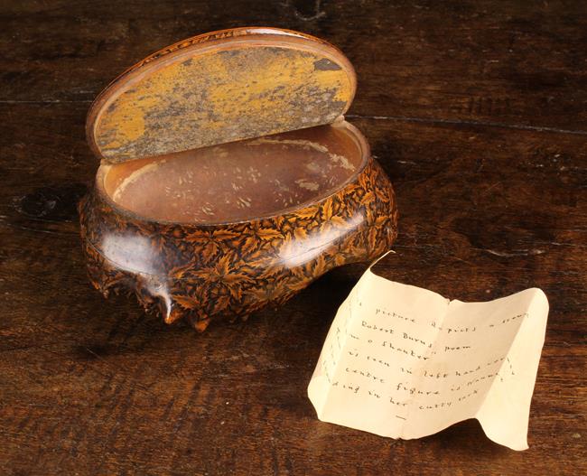 A Fabulous 19th Century Scottish Root Wood Mauchline Ware Table Snuff. - Image 5 of 6