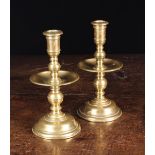 A Pair of Brass Sectional Heemskirk Candlesticks.