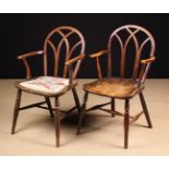 Two 19th Century "Gothic" Windsor Armchairs attributed to Buckingshire.