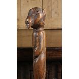 A Rustic Shaft Carved with a standing animal figure, possibly a Meerkat to the handle, 36½" (92.