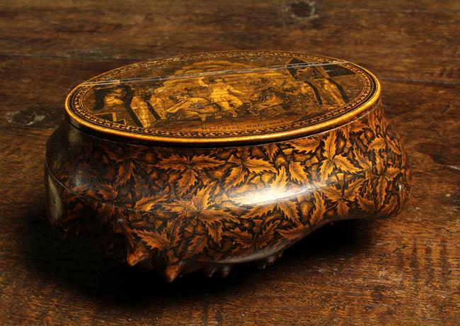 A Fabulous 19th Century Scottish Root Wood Mauchline Ware Table Snuff. - Image 4 of 6