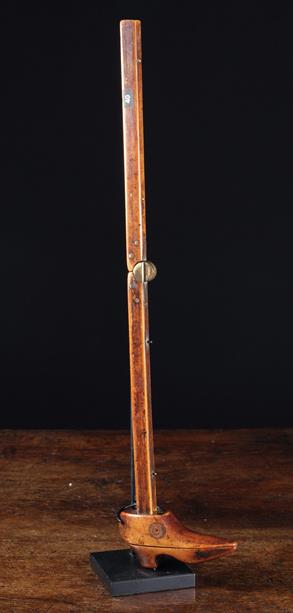 A Rare 18th Century Folding Foot Measure with sliding shoe shaped callipers and incised piqué work - Image 2 of 3