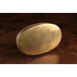 A Fine 18th Century Oval Brass Tobacco or Snuff Box.