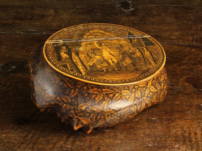 A Fabulous 19th Century Scottish Root Wood Mauchline Ware Table Snuff. - Image 2 of 6