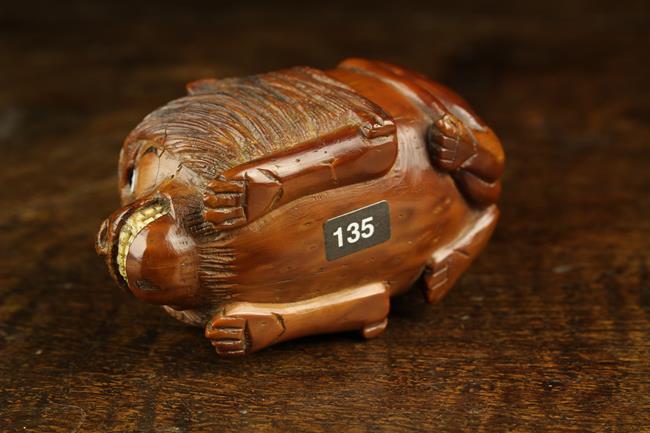 A Quirky 19th Century Coquilla Nut Snuff Box carved in the form of a dumpy, - Image 6 of 6