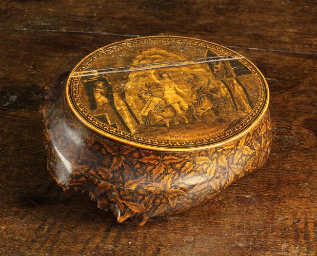 A Fabulous 19th Century Scottish Root Wood Mauchline Ware Table Snuff.