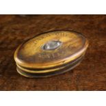 An Early 19th Century Welsh Horn Snuff Box of oval form.