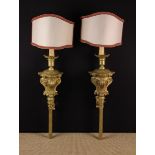 A Pair of Italian 18th Century & Later Carved Giltwood Torchère/ Wall lights.