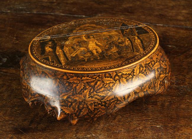 A Fabulous 19th Century Scottish Root Wood Mauchline Ware Table Snuff. - Image 3 of 6