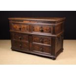 A 17th Century Oak Box-Topped Chest of Drawers with Parquetry Inlay.