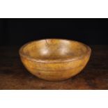 A 19th Century Treen Sycamore Dairy Bowl (A/F), 5½" (14 cm) high, 13½" (34 cm) in diameter.