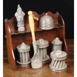 Four 19th Century Pewter Ice-cream Moulds; one with a Victorian Kite registration mark for 1868,