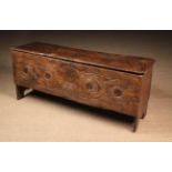 A 17th Century Boarded Elm Coffer; possibly a gun chest.