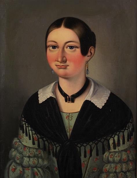 A 19th Century Oil on Canvas: Head & Shoulders Portrait of a Woman, - Image 2 of 2