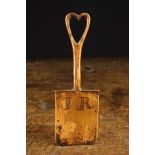 An Early 19th Century Stained Pine Love Token in the form of a Miniature Spade with fretted heart