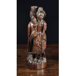 An Unusual 19th Century Welsh Carved Folk Art Figural Candleholder,