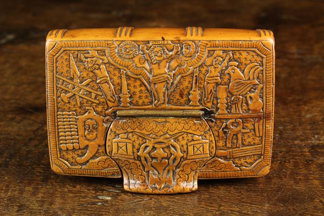 A Very Fine Early 18th Century North European Boxwood Snuff Box in the form of a Book.