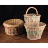 Three Wicker Baskets: Two round;