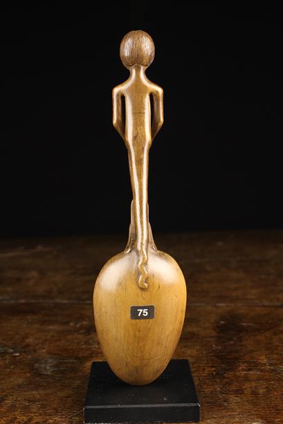 An 18th Century Continental Fruitwood Love Spoon. - Image 2 of 3