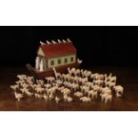 A Vintage Model of Noah's Ark constructed from painted pine boards,