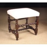 A 17th Century Charles II Upholstered Stool (formally a chair).