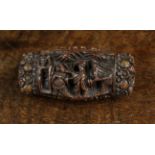 A Fine Quality 18th Century Coquilla Nut Snuff Box richly carved in high relief with intricately