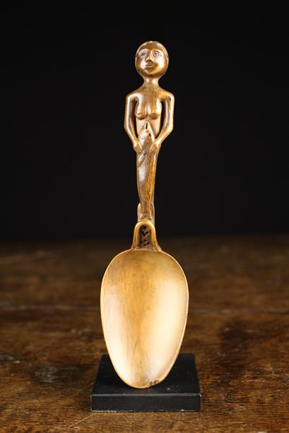 An 18th Century Continental Fruitwood Love Spoon.