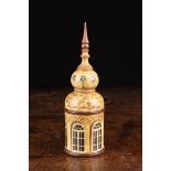 A Charming 19th Century Turned & Painted Whitewood Spice Box in the form of Brighton Pavilion.