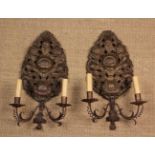 A Pair of Late 17th Century Brass Repoussé Wall Sconces.