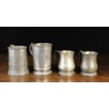 Four Antique Pewter Measures: Two Quarts and Two Pints.